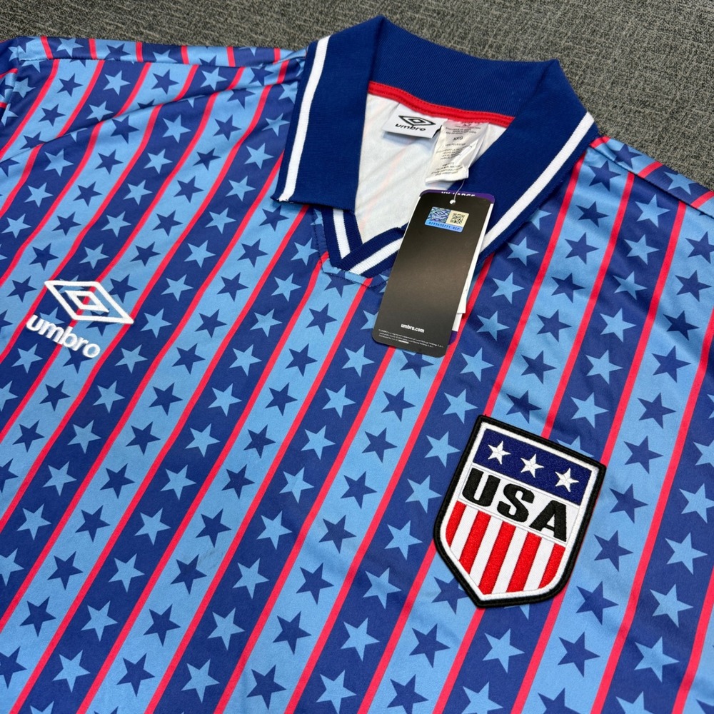 Umbro USA Soccer Jersey Mens XXL Blue Stars & Stripes Shirt NWT